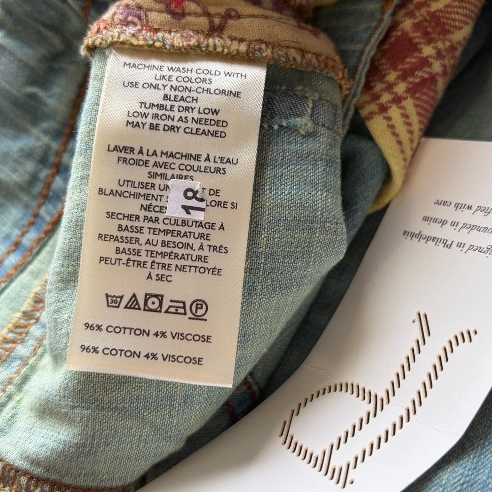 Anthropologie Pilcro The Adi Mid Rise Relaxed Flare Jeans Patchwork Sz 30 NEW - Picture 10 of 14